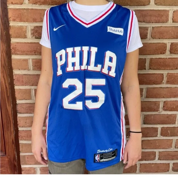 Red white and blue Philadelphia 76ers NBA Jersey. Ben Simmons. Nike - Picture 2 of 11